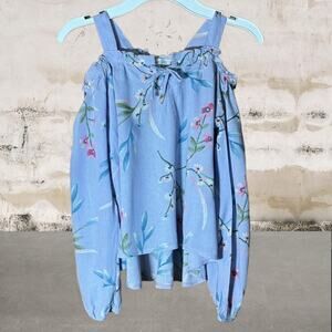 Persaya Girl NWT Cold Shoulder Floral Purple Top- Size Small (6/6X)